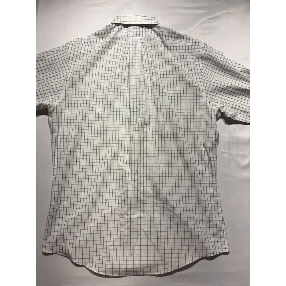 Brooks Brothers 346 Slim Fit Dress Shirt Men's 16½-34/35 White Check